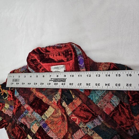 Coldwater Creek Womens Embroidered Patchwork Jacket Large Velvet Tapestry Red - Picture 7 of 7